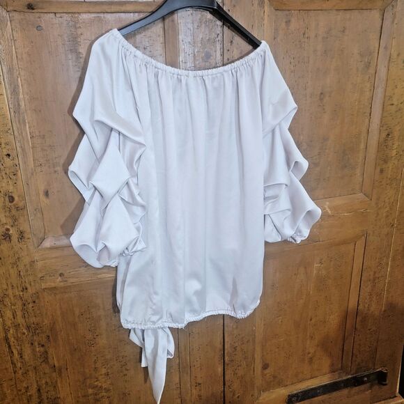 Womens MSK Nordstrom Rosy Beige Spanish Poet Style Blouse off the shoulder Puffs - Picture 5 of 11